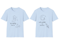 Conjunto T-Shirt unisex para pareja  "Te amo hasta" / "La luna y de regreso"